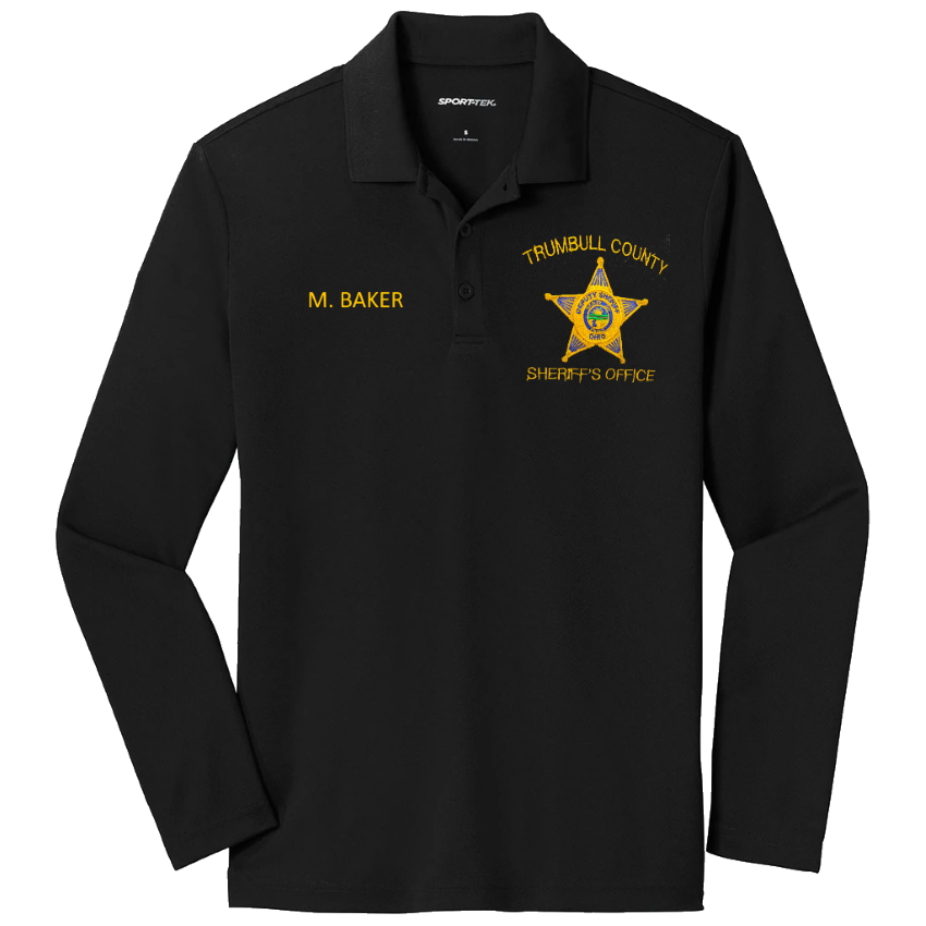 Red Diamond Sport Tek Long Sleeve Polo - Custom Ohio Sheriff Embroidery