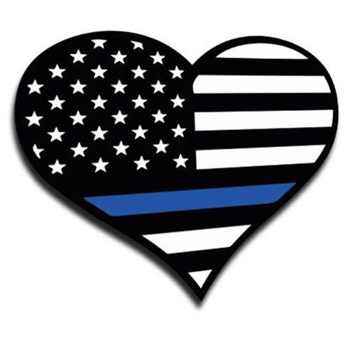 Thin Blue Line Heart Sticker - 4 x 4.5 Inches