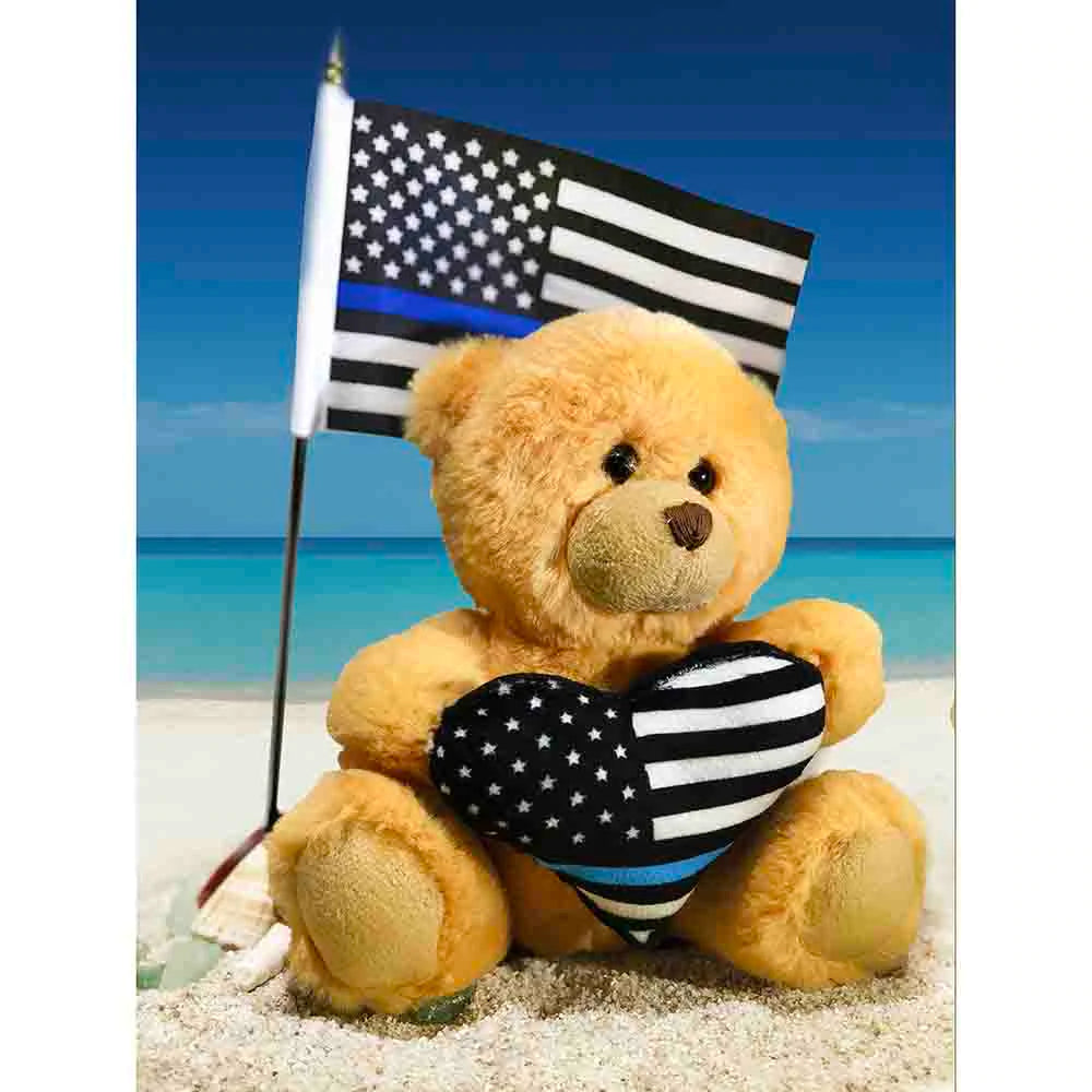Teddy Bear - Thin Blue Line Heart