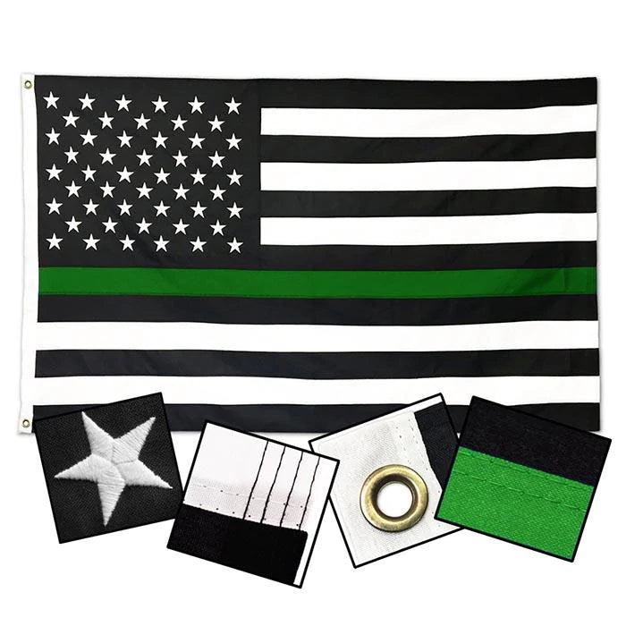 DuraSleek - Thin Green Line American Flag - Sewn & Embroidered
