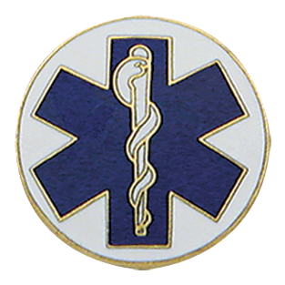 Smith & Warren Round Blue and White Enameled Medical Star of Life(Pair)