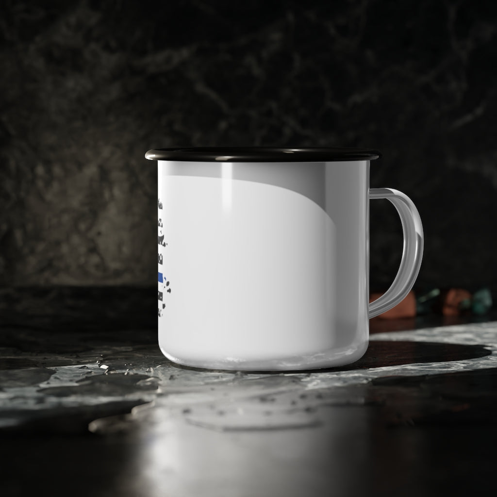Enamel Camp Cup 12oz - Thin Blue Line Distressed Flag