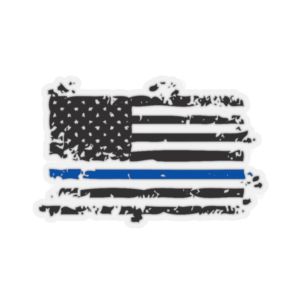 Kiss-Cut Stickers - Distressed Thin Blue Line Flag