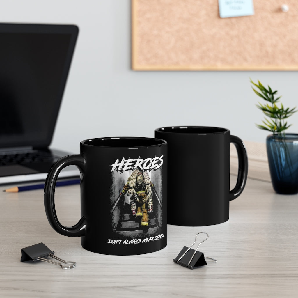 11oz Black Mug - Heroes Dont Always Wear Capes