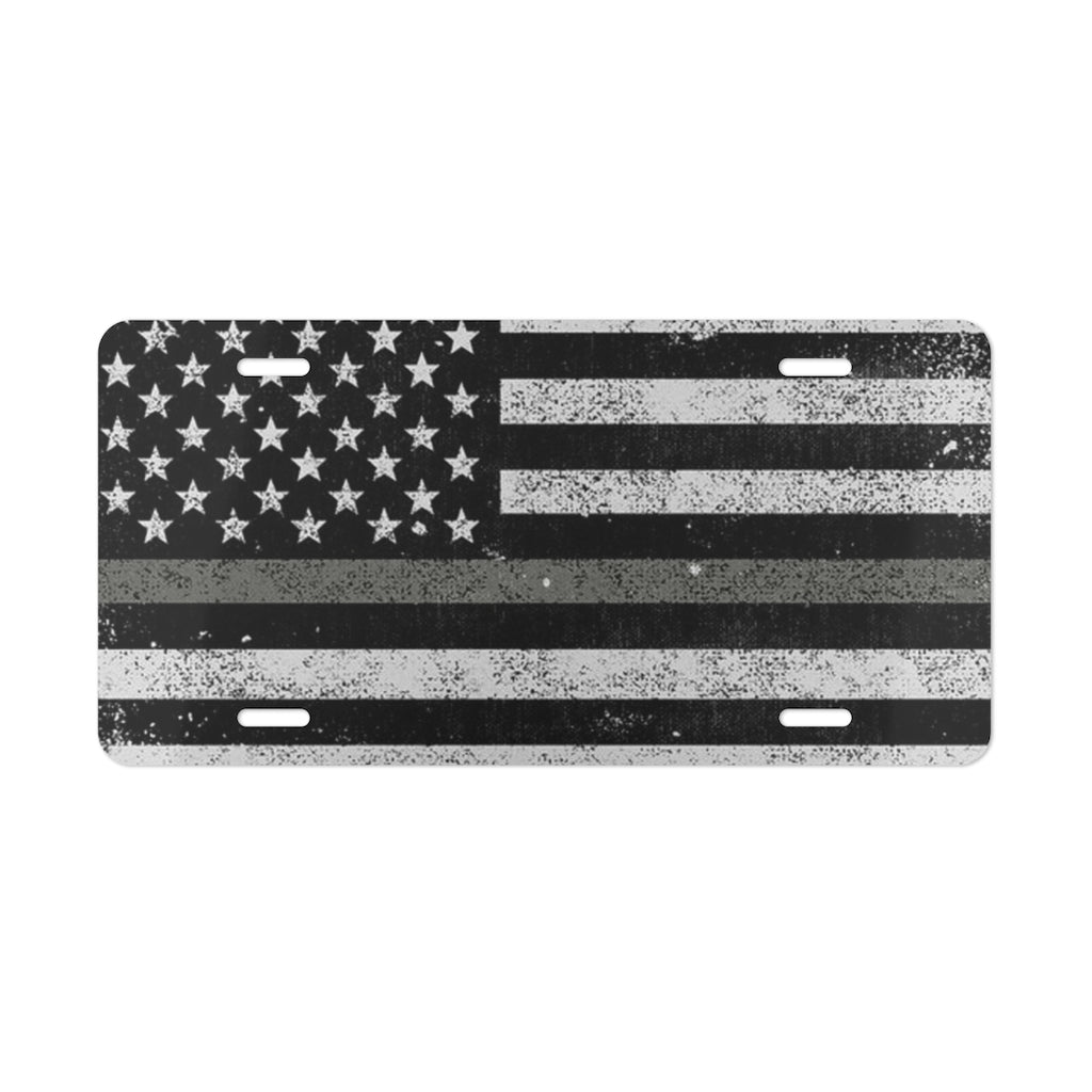 Aluminum License Plate - Gray Line Flag