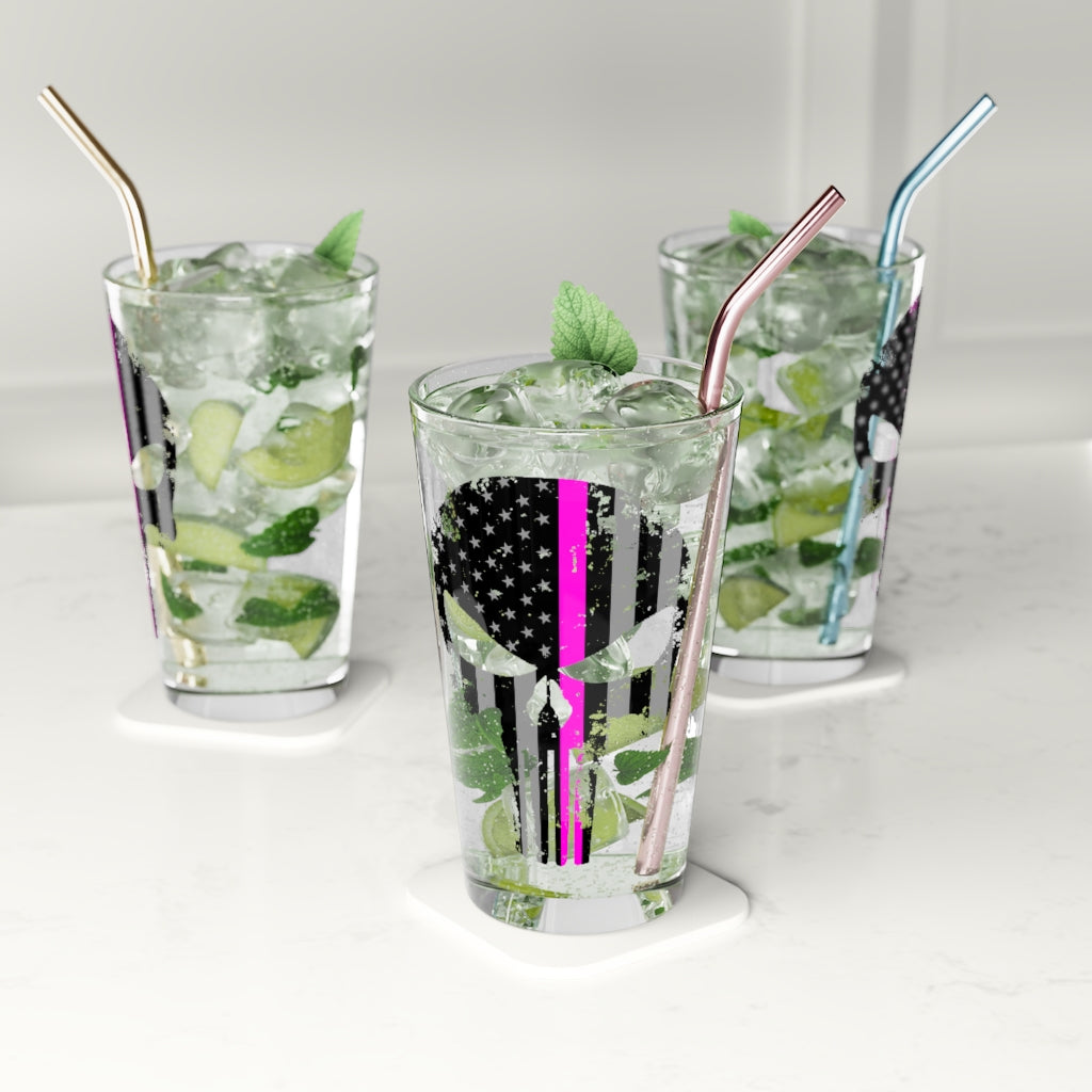 Pint Glass, 16oz - Pink Punisher