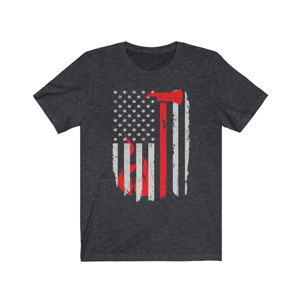 Unisex Jersey Short Sleeve Tee - Thin Red Line Axe Vertical Flag