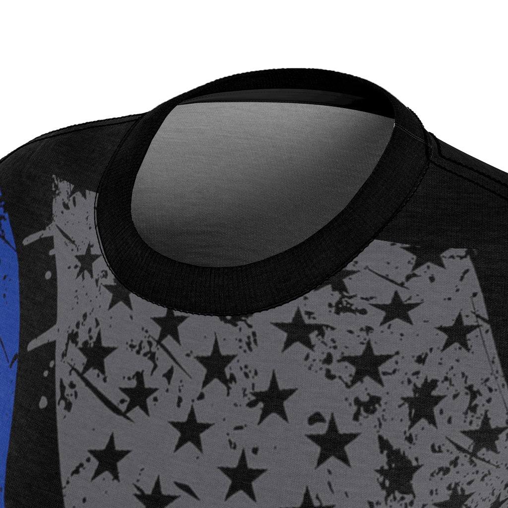 Women's AOP Cut & Sew Tee - Deputy Sheriff Blue Line Flag