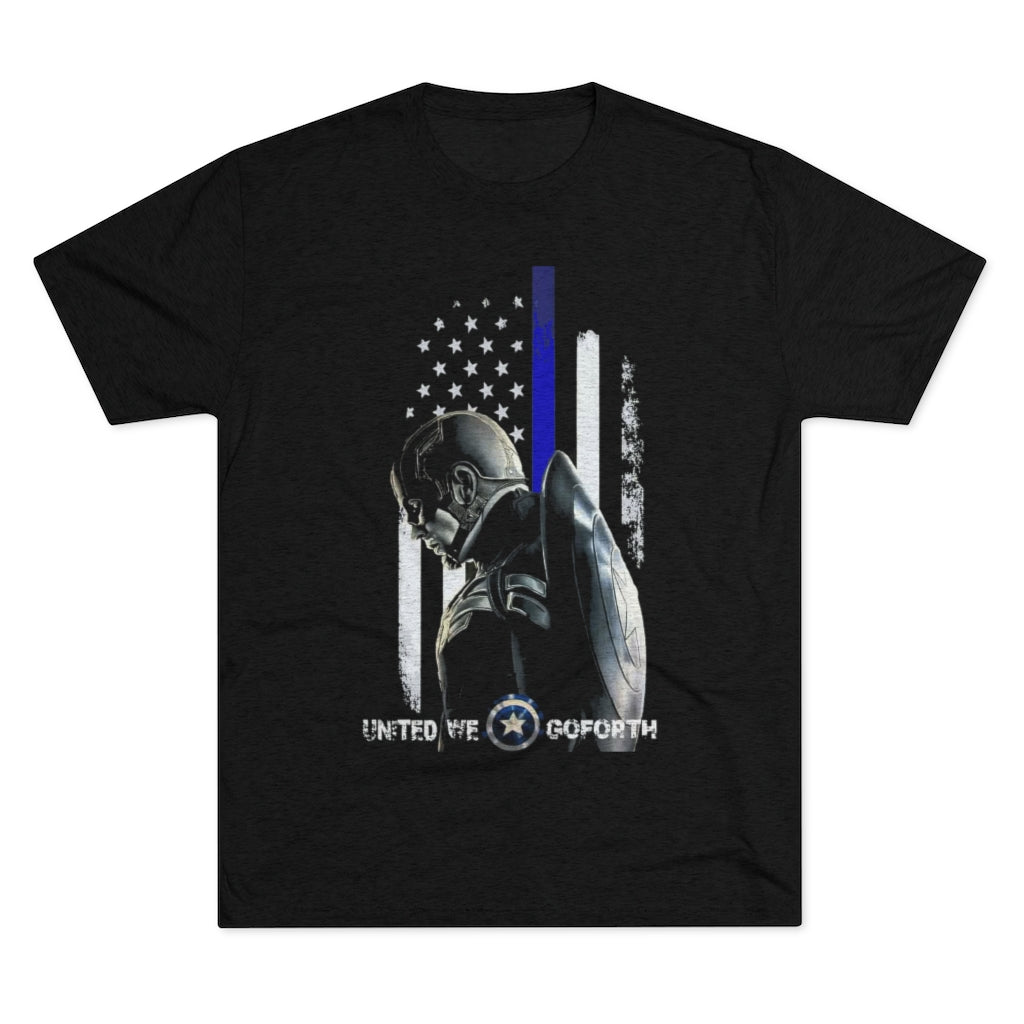 Unisex Tri-Blend Crew Tee - Captain America Blue Line