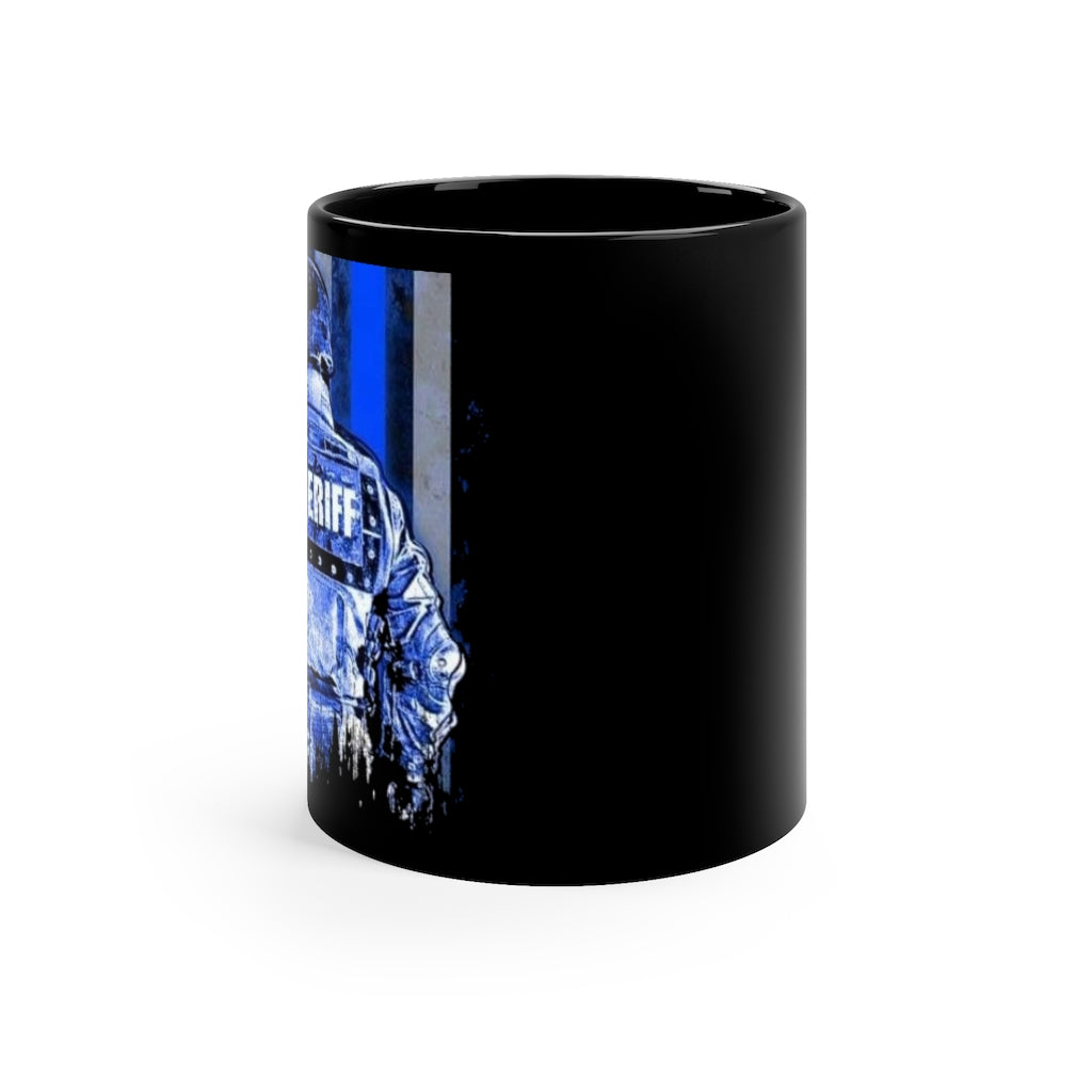 Black mug 11oz - Thin Blue Line Tactical Sheriff