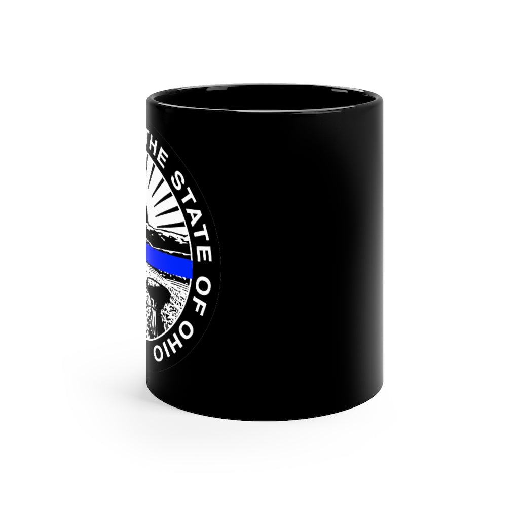 Black mug 11oz -Blue Line Ohio Seal