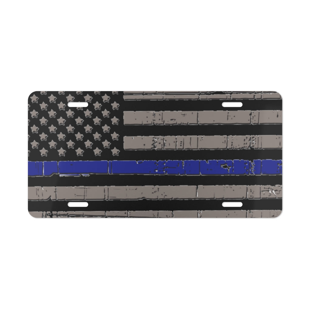 Aluminum License Plate - Blue Line Flag