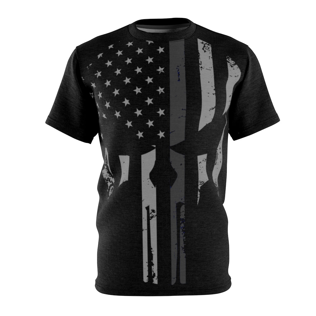 Unisex AOP Cut & Sew Tee - Gray Line Punisher
