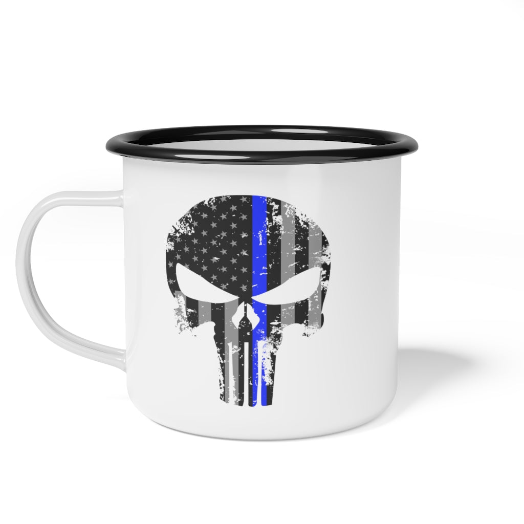 Enamel Camp Cup 12oz - Punisher Thin Blue Line