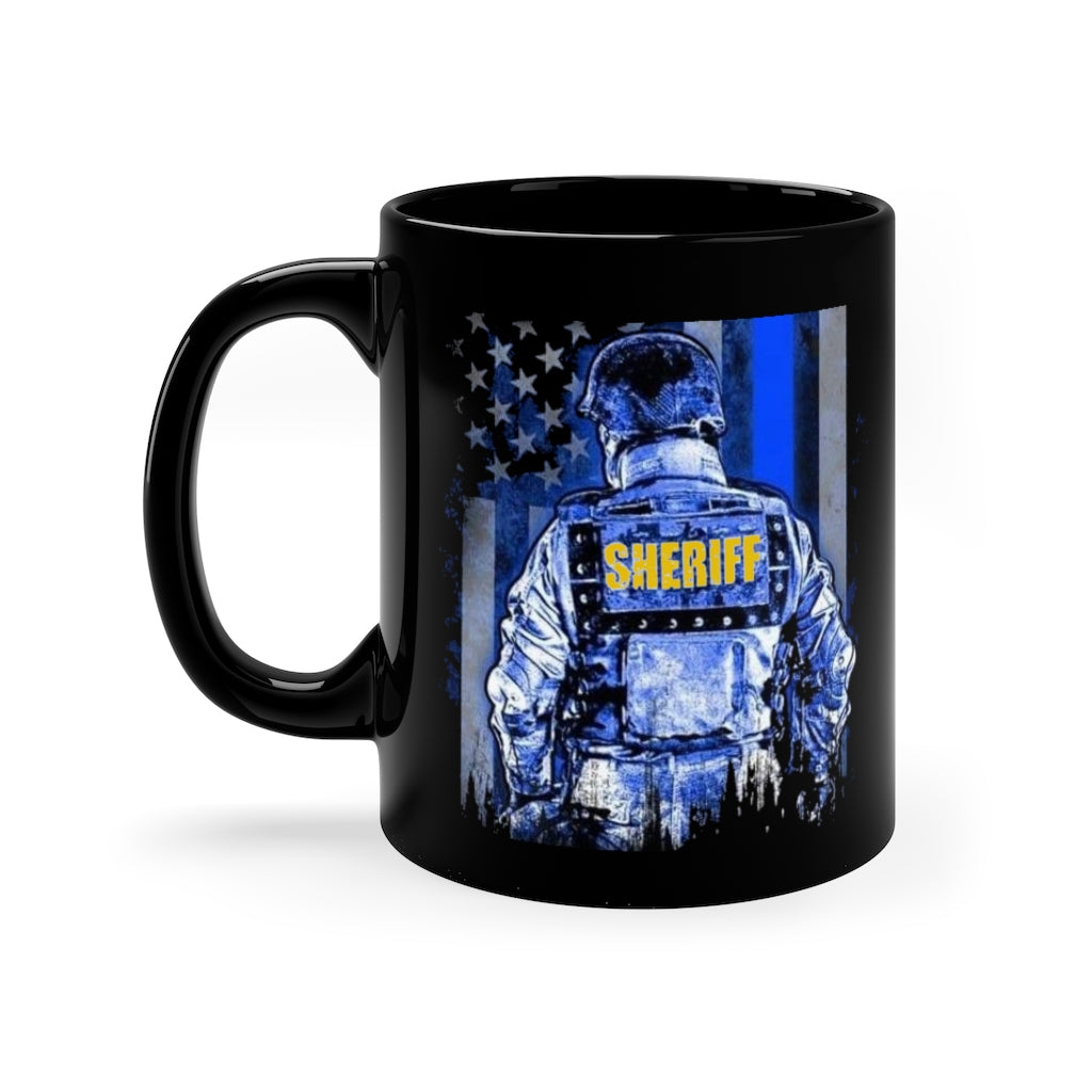 Black mug 11oz - Thin Blue Line Tactical Sheriff