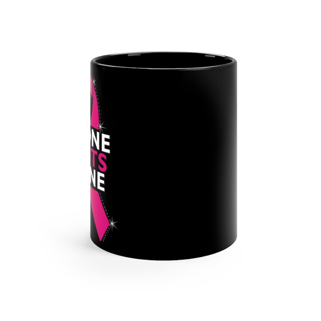 Black mug 11oz - No one fights alone - Breast cancer awareness