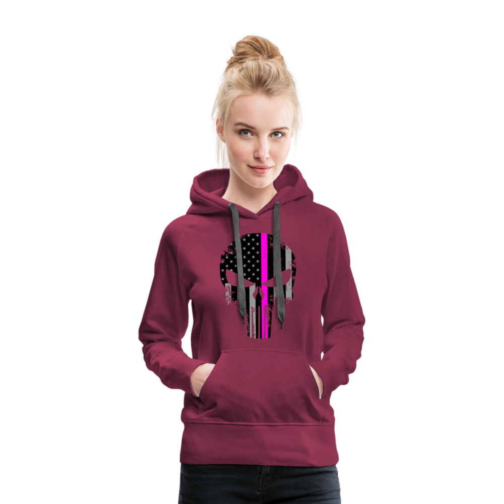 Women’s Premium Hoodie - Punisher Pink Line - burgundy