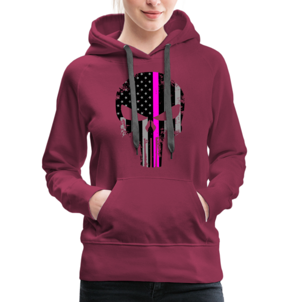 Women’s Premium Hoodie - Punisher Pink Line - burgundy