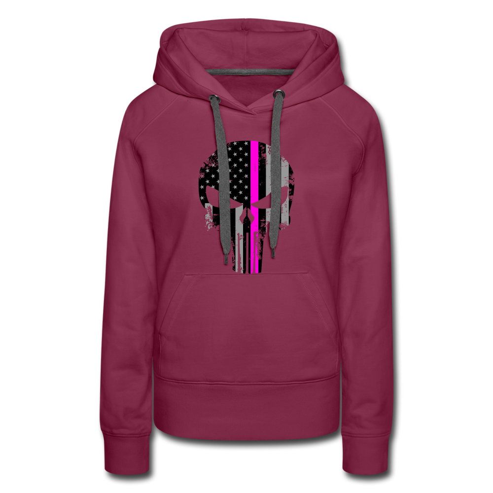 Women’s Premium Hoodie - Punisher Pink Line - burgundy