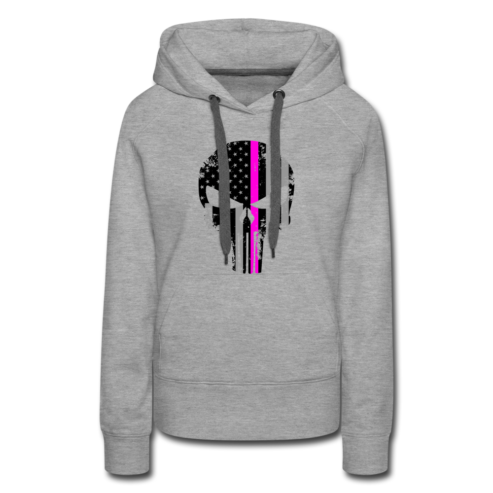 Women’s Premium Hoodie - Punisher Pink Line - heather grey