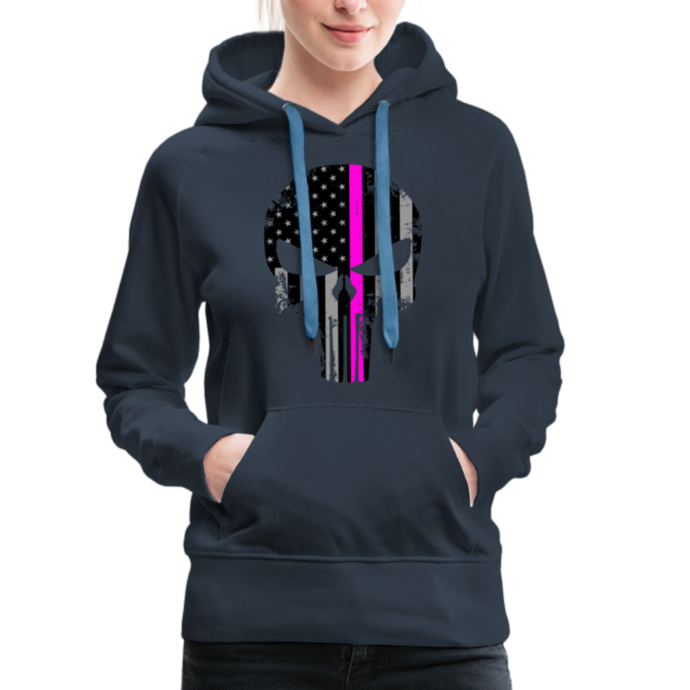 Women’s Premium Hoodie - Punisher Pink Line - navy