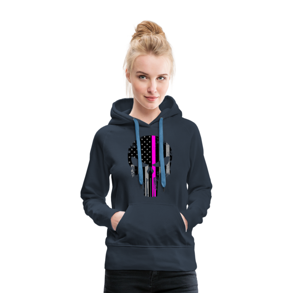 Women’s Premium Hoodie - Punisher Pink Line - navy