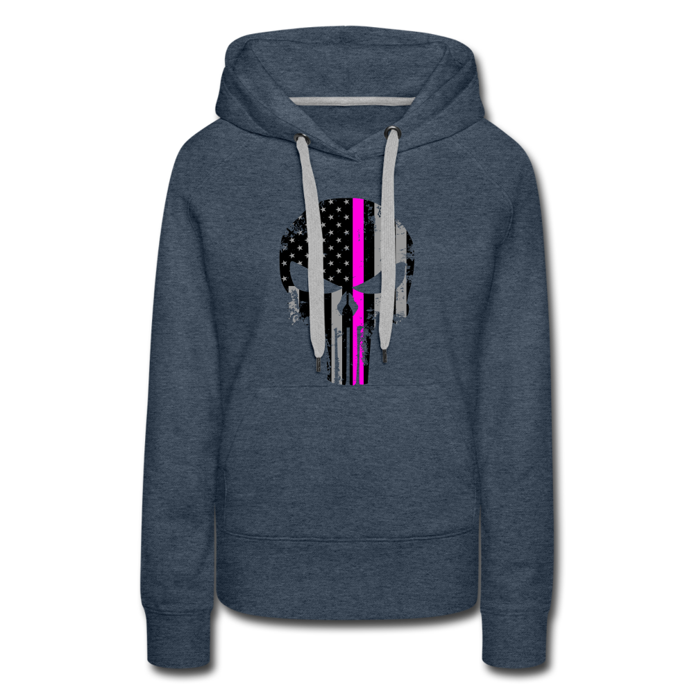 Women’s Premium Hoodie - Punisher Pink Line - heather denim