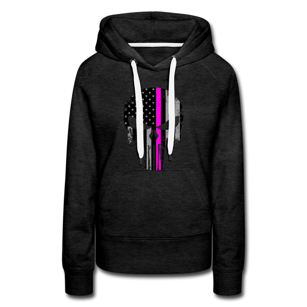 Women’s Premium Hoodie - Punisher Pink Line - charcoal grey