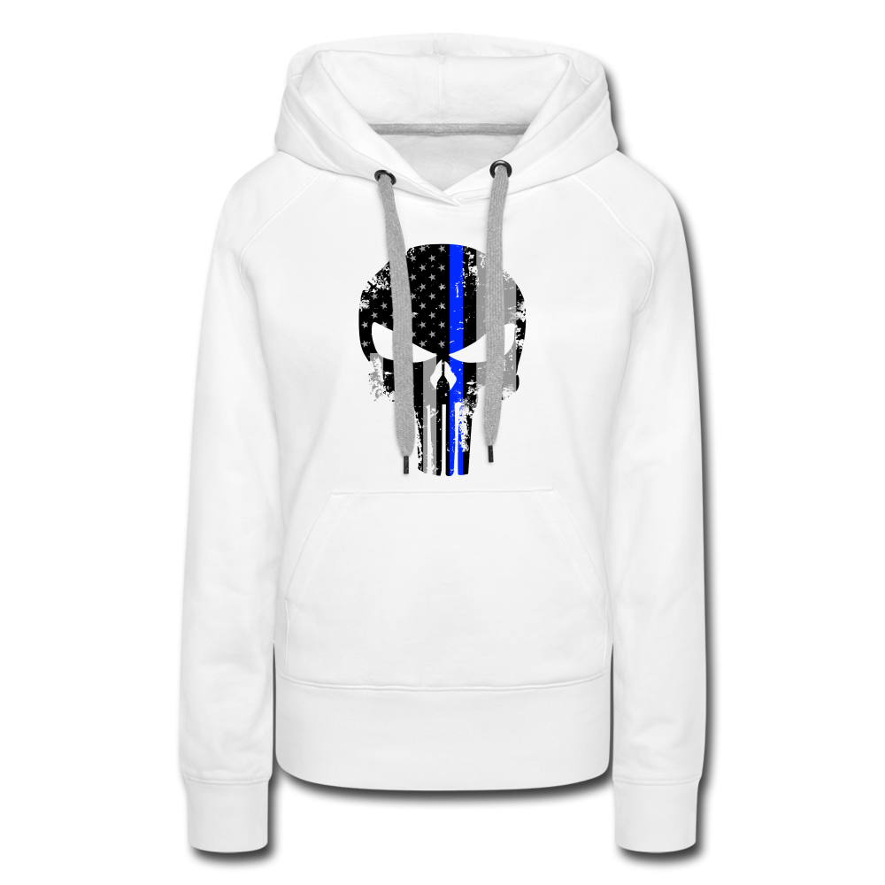 Women’s Premium Hoodie  - Punisher Blue Line - white