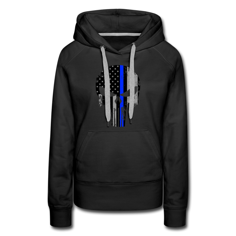 Women’s Premium Hoodie  - Punisher Blue Line - black