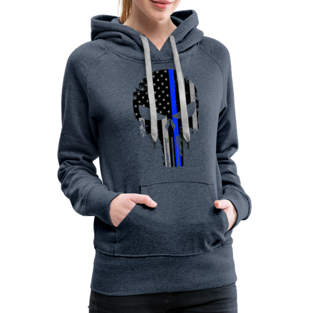 Women’s Premium Hoodie  - Punisher Blue Line - heather denim