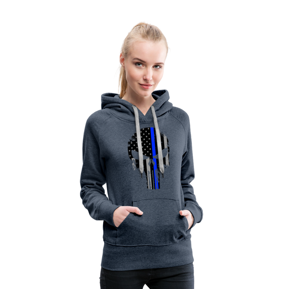 Women’s Premium Hoodie - Punisher Blue Line - heather denim