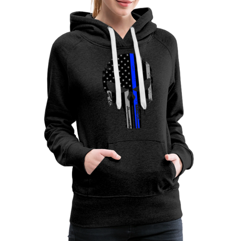 Women’s Premium Hoodie  - Punisher Blue Line - charcoal grey