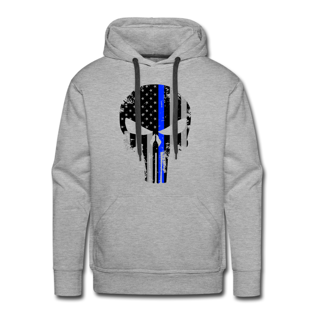 Men’s Premium Hoodie - Punisher Thin Blue Line - heather grey