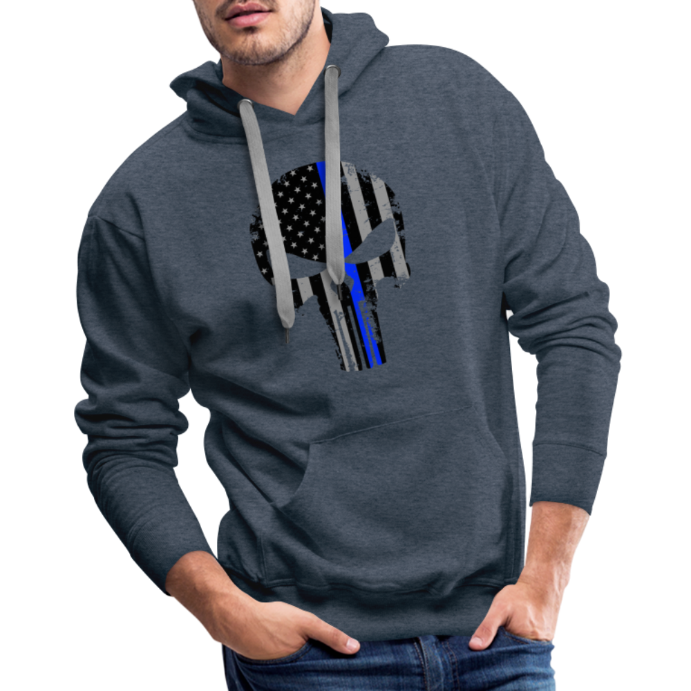 Men’s Premium Hoodie - Punisher Thin Blue Line - heather denim