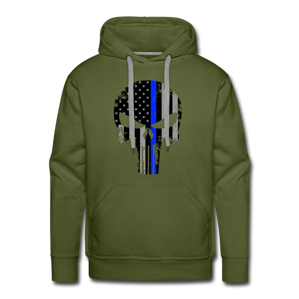 Men’s Premium Hoodie - Punisher Thin Blue Line - olive green