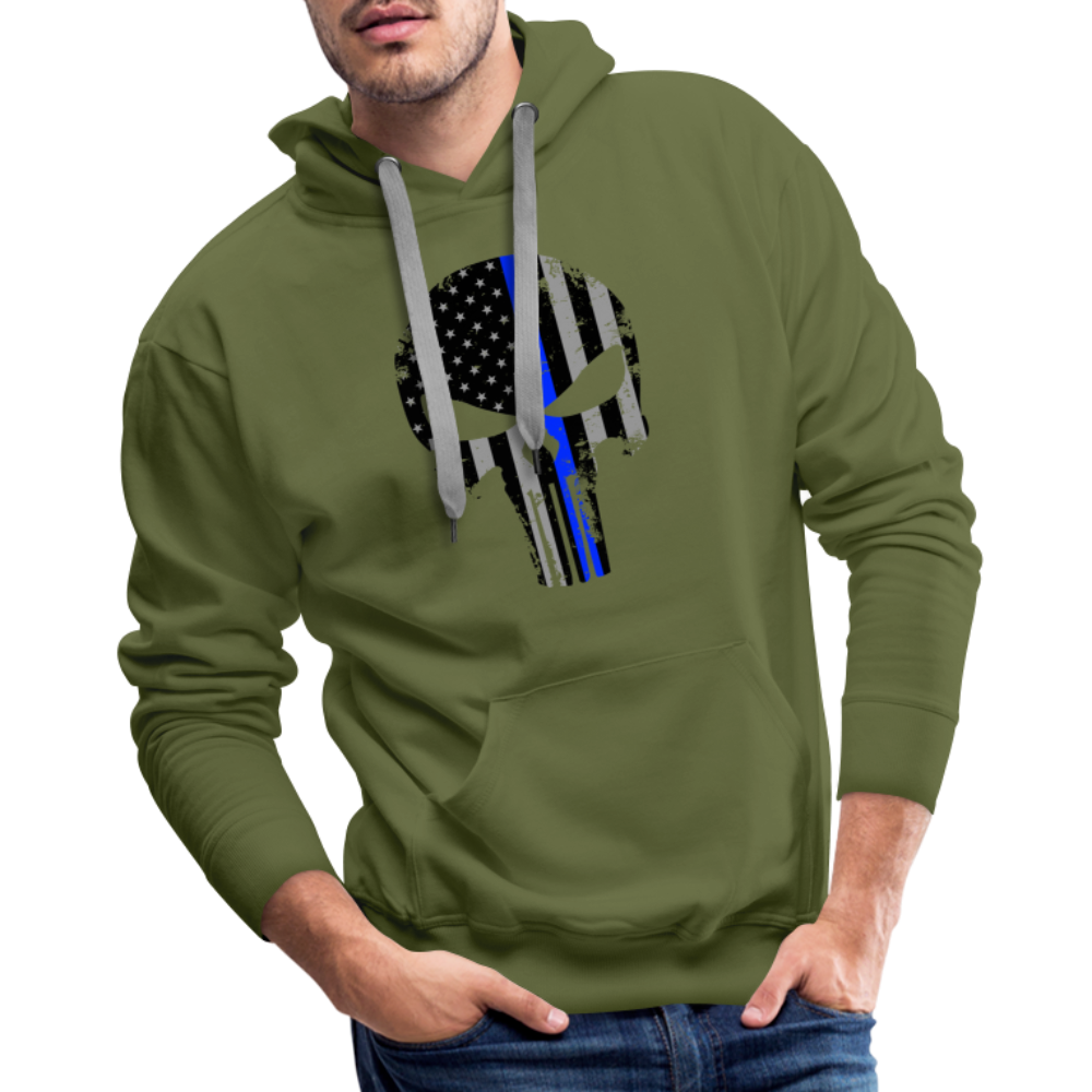 Men’s Premium Hoodie - Punisher Thin Blue Line - olive green