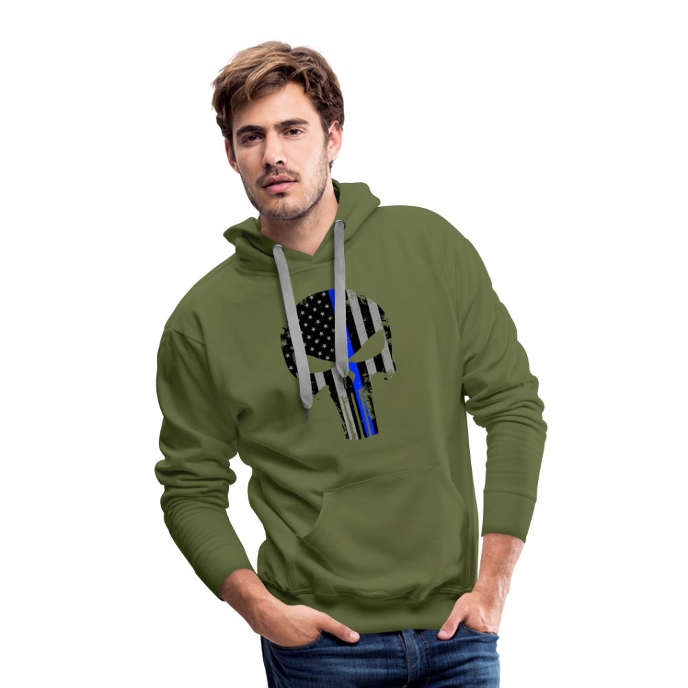 Men’s Premium Hoodie - Punisher Thin Blue Line - olive green