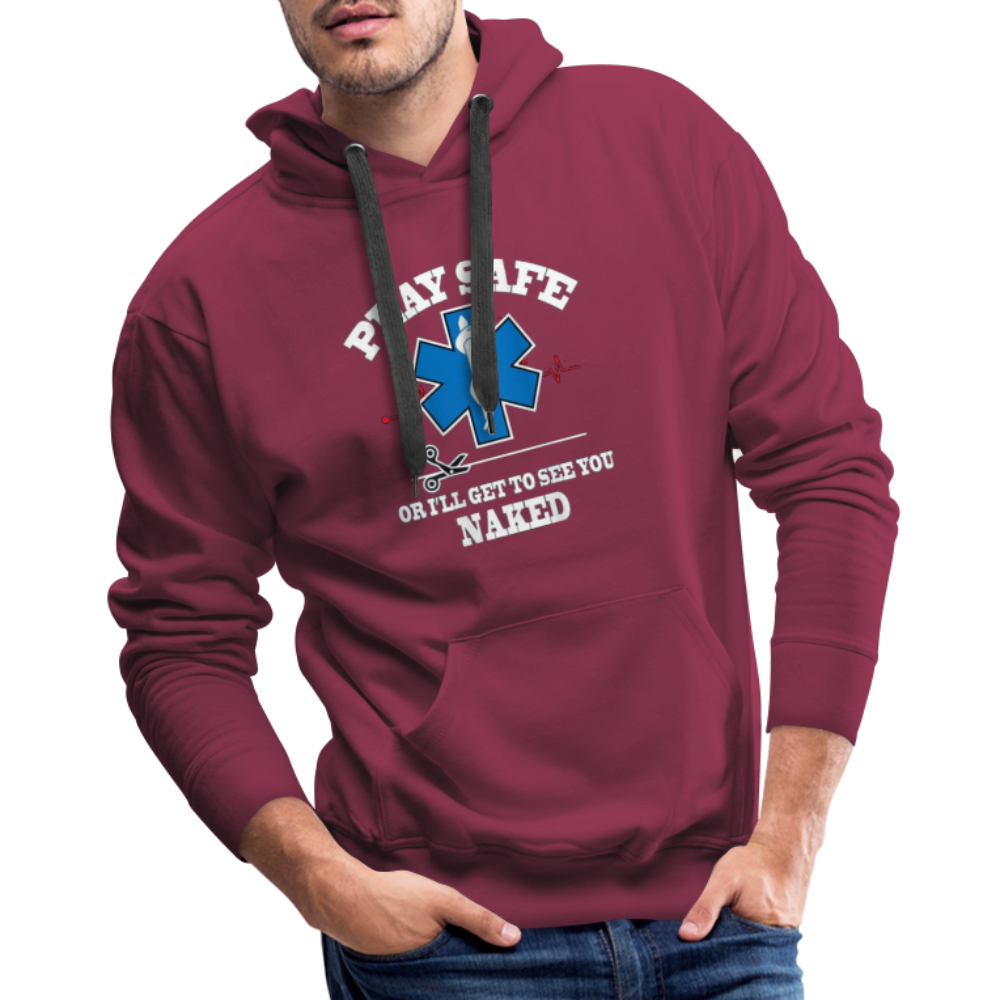 Men’s Premium Hoodie - Play Safe EMS - burgundy