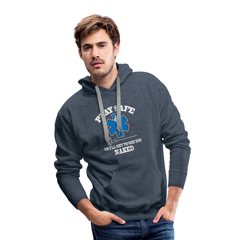 Men’s Premium Hoodie - Play Safe EMS - heather denim