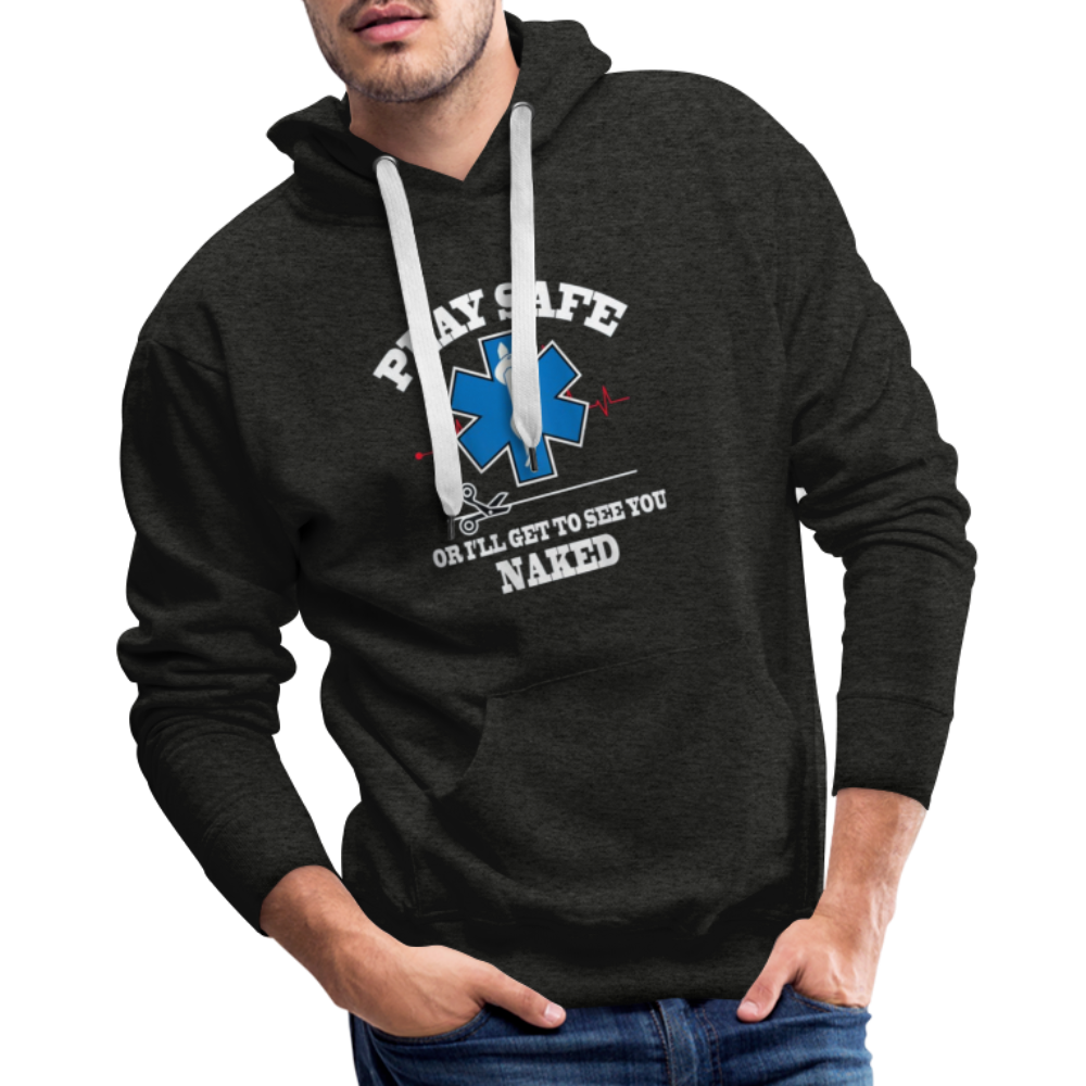 Men’s Premium Hoodie - Play Safe EMS - charcoal grey