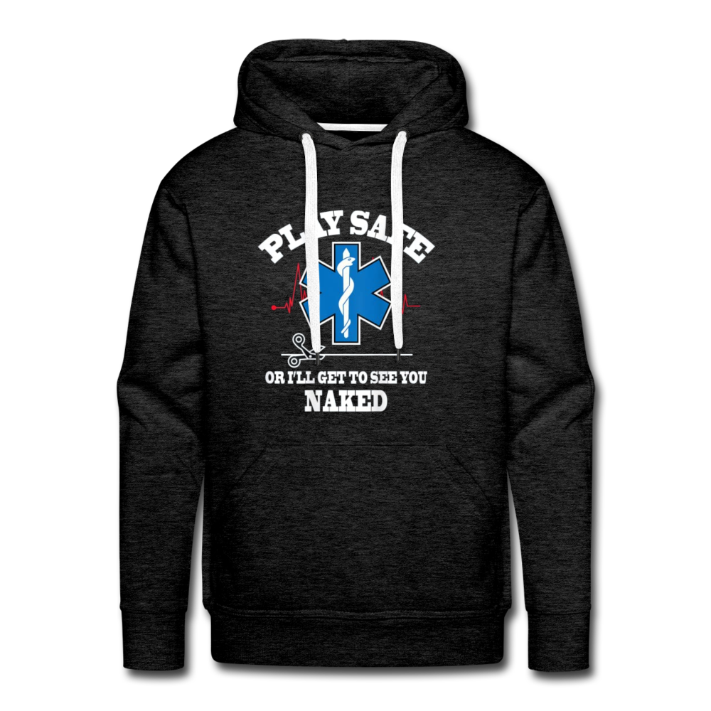 Men’s Premium Hoodie - Play Safe EMS - charcoal grey