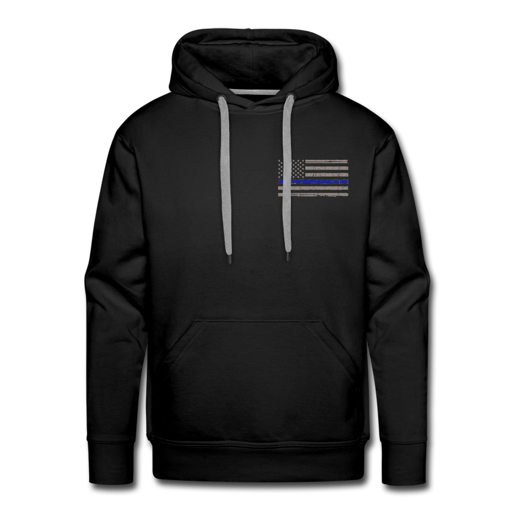 Men’s Premium Hoodie - Thin Blue Line Distressed Flag - black