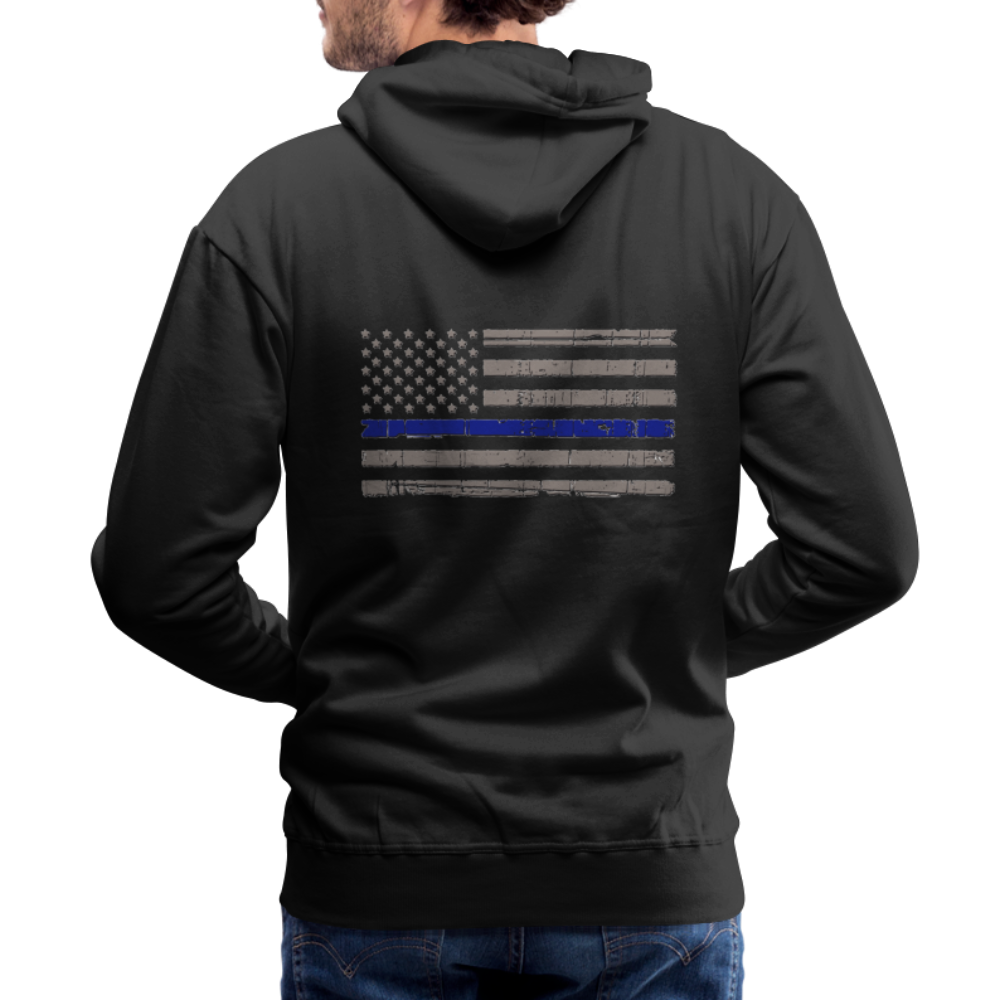 Men’s Premium Hoodie - Thin Blue Line Distressed Flag - black