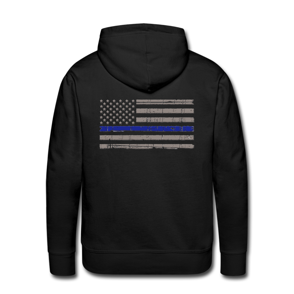 Men’s Premium Hoodie - Thin Blue Line Distressed Flag - black
