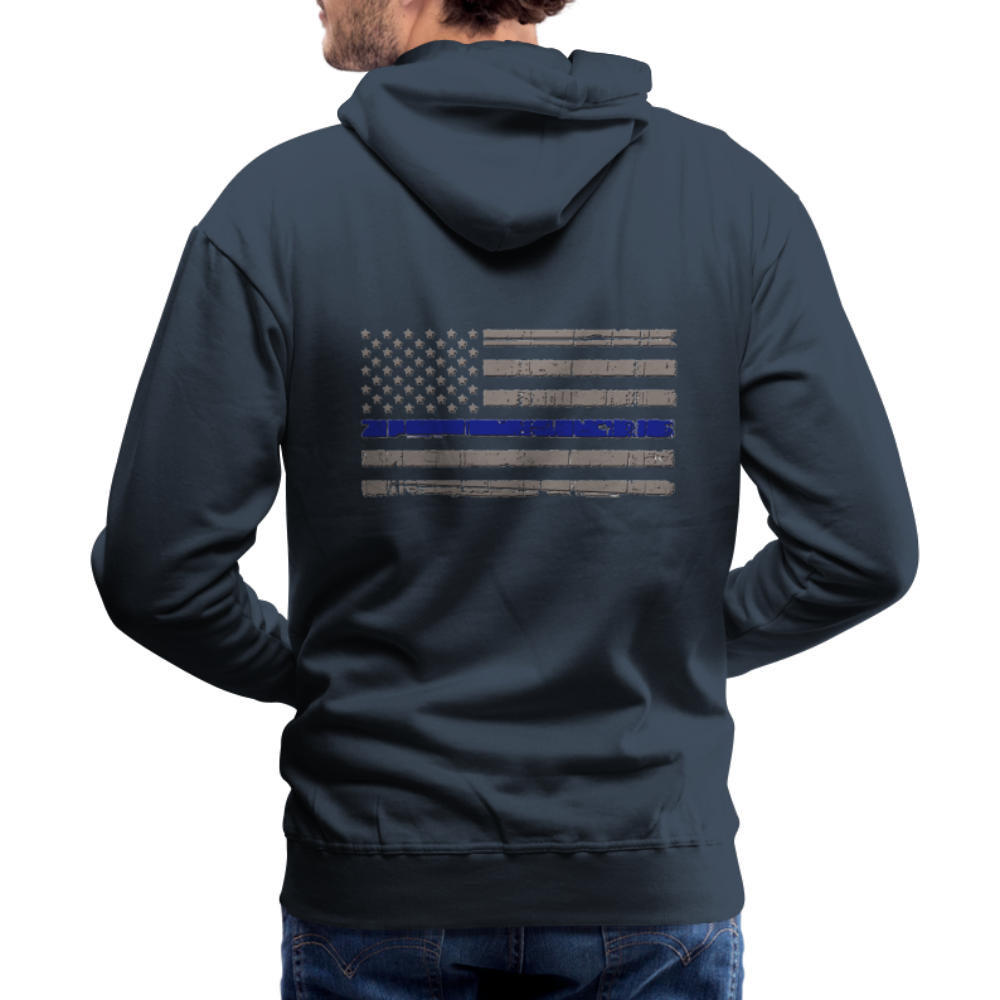 Men’s Premium Hoodie - Thin Blue Line Distressed Flag - navy