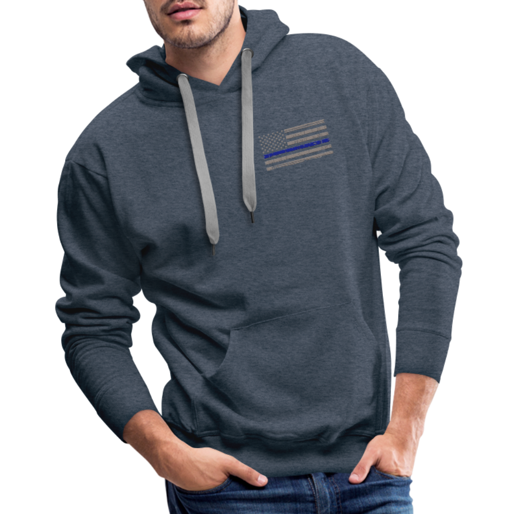 Men’s Premium Hoodie - Thin Blue Line Distressed Flag - heather denim