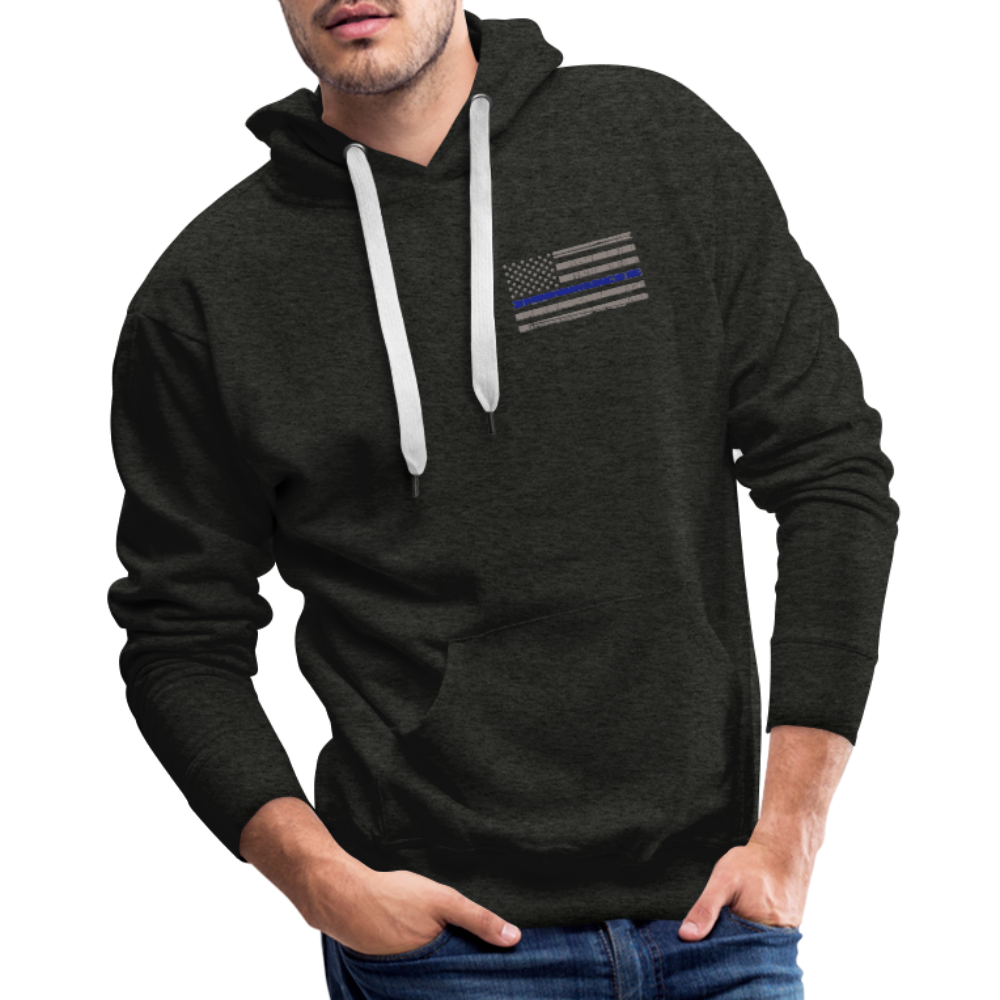 Men’s Premium Hoodie - Thin Blue Line Distressed Flag - charcoal grey