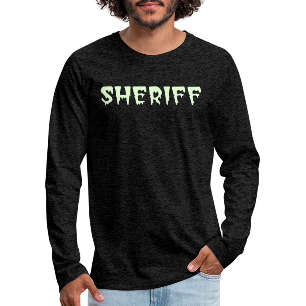Men's Premium Long Sleeve T-Shirt - Sheriff Halloween(Glow in the Dark) - charcoal grey