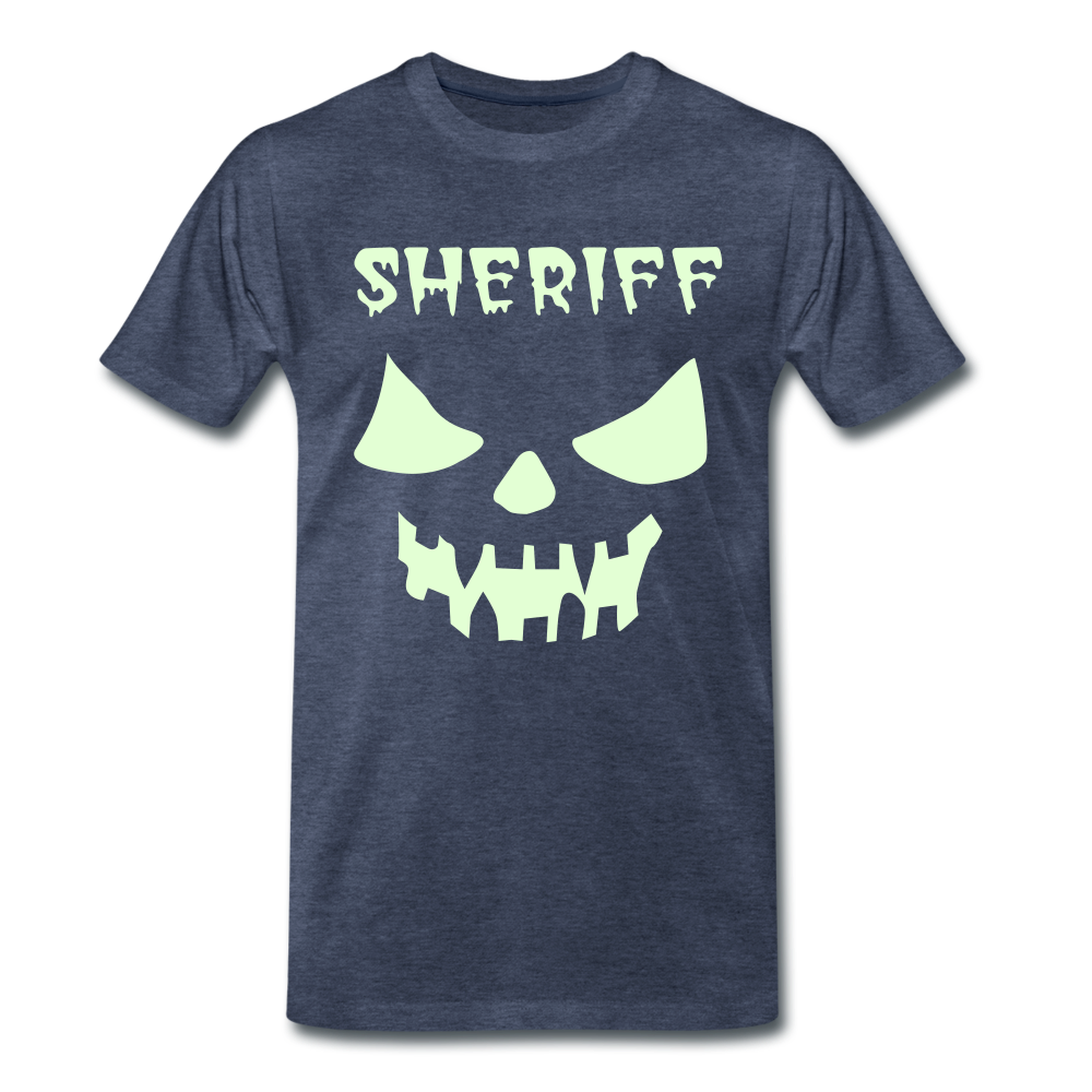 Men's Premium T-Shirt - Sheriff Halloween (Glow in the Dark) - heather blue